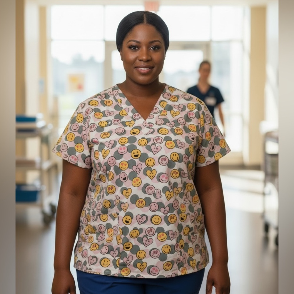 Cassandra O white scrub top